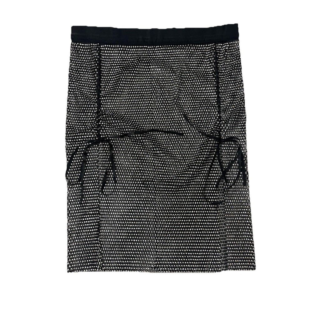Rhinestone Mini Skirt Women's Small Black Silver Chic